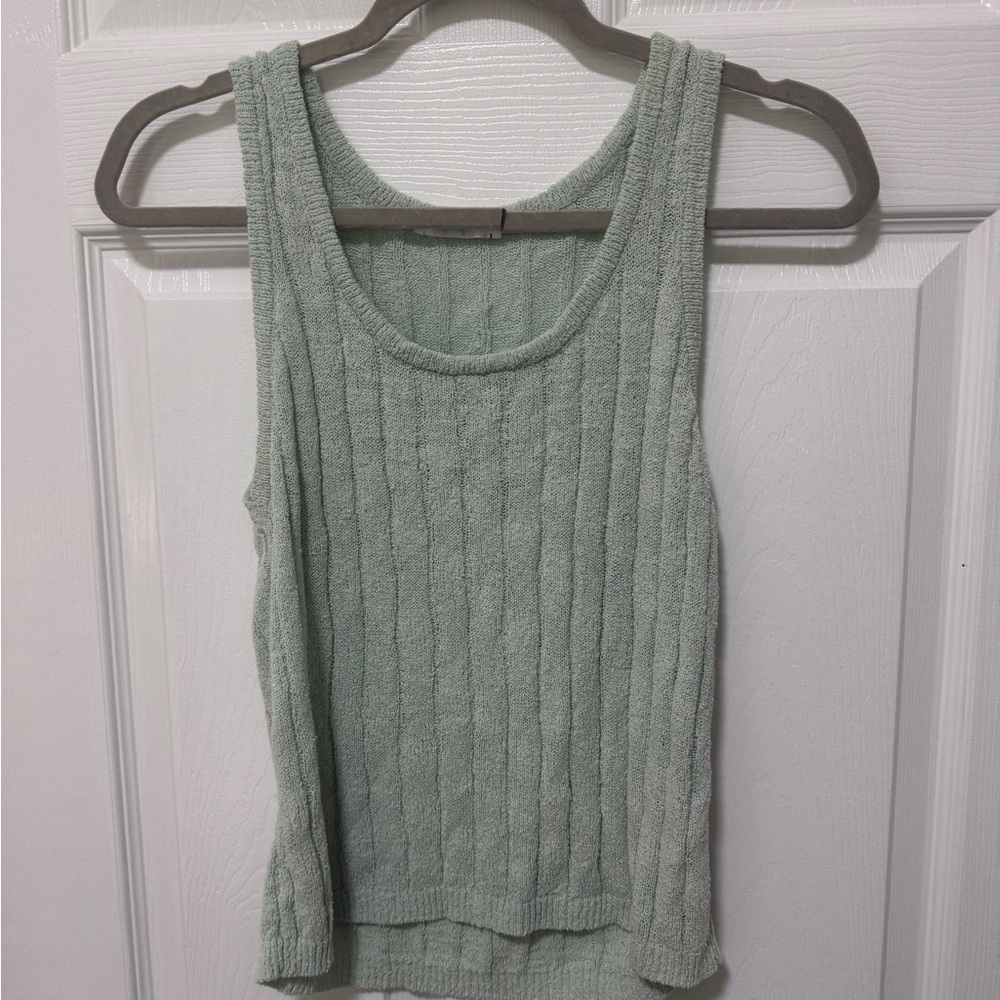 Double Zero Light Green Ribbed Tank Top